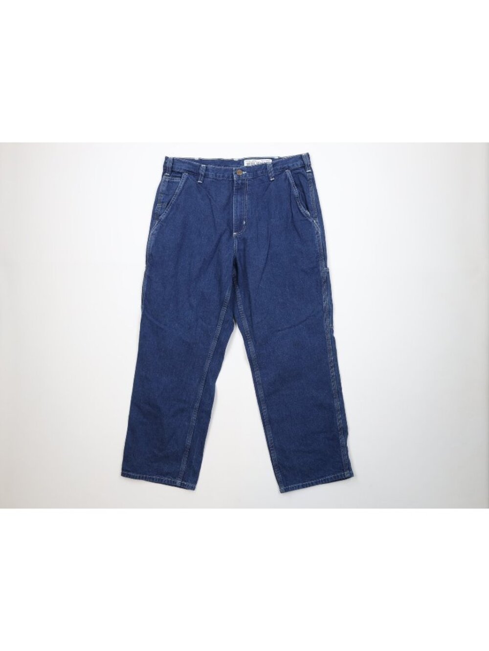 Vtg Y2K Carhartt Mens 34x28 Faded Workwear Wide Leg Dungaree Denim Jeans Cotton